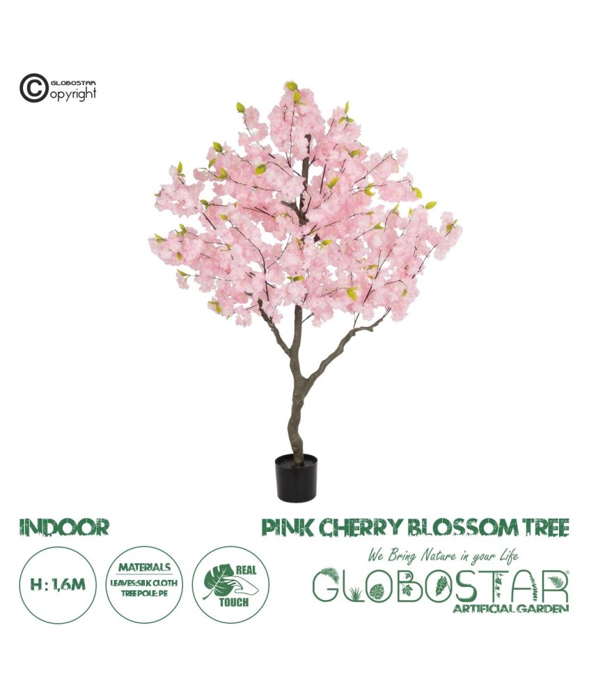 GloboStar® Artificial Garden PINK CHERRY BLOSSOM TREE 20677 Τεχνητό Διακοσμητικό Δέντρο Ροζ Άνθος Κερασιάς Υ160cm